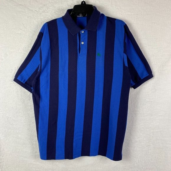 Burberry Other - Vintage Burberry Shirt Adult Large Blue Black Striped Preppy Small Logo Polo Men